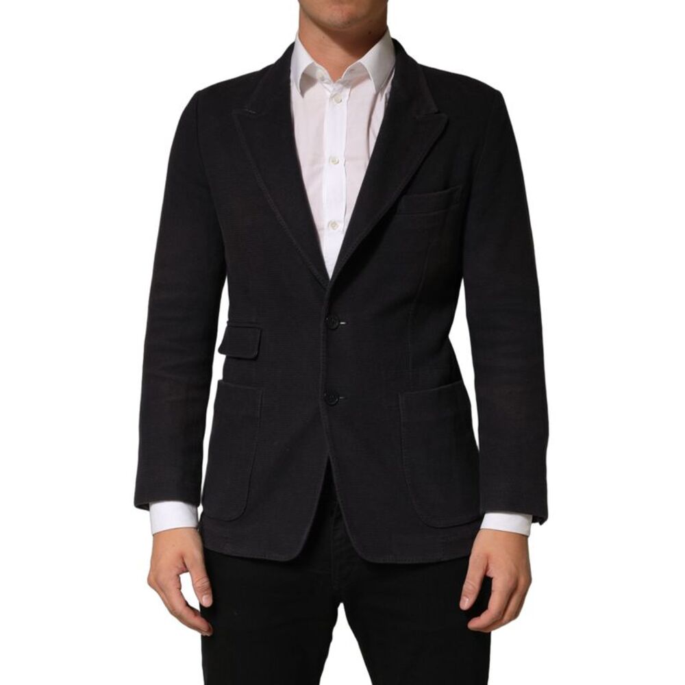 Dolce & Gabbana Dark Gray Cotton Men Single Breasted Men's Jacket